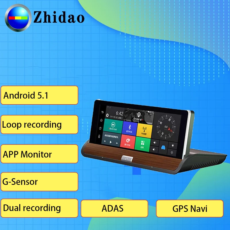 Zhidao Автомобильный видеорегистратор Камера 4G ADAS 7 80 &quotAndroid gps навигатор