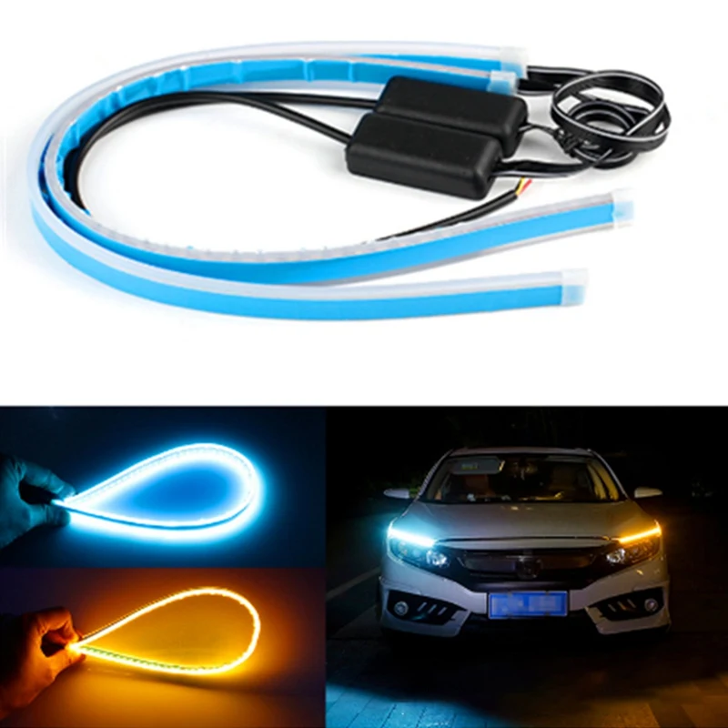 

2Pcs Ultrafine Car LED Ultra-thin Light Guide Light Bar Daytime Running Light Waterproof Flexible Soft Tube 30cm/ 45cm/ 60cm