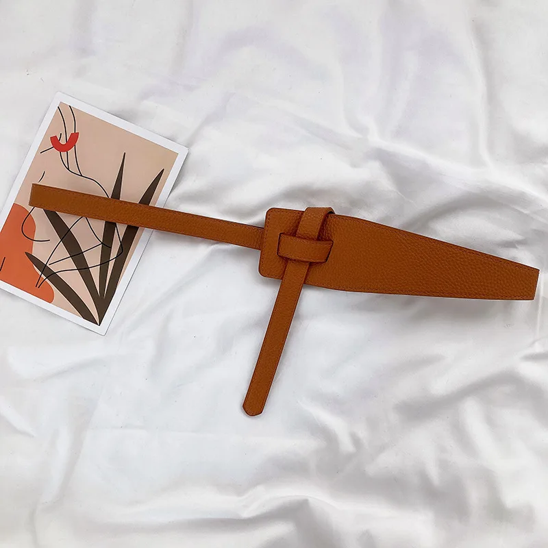 

Knot Pu Leather Belts for Women Soft Knotted Strap Belt Long Dress Accessories Lady Waistbands