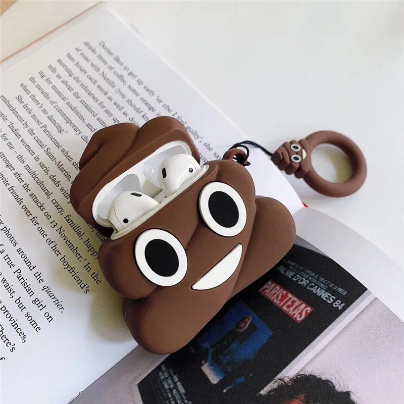 3D Case for AirPods Cartoon Earphone Airpods 2 Cute Accessories Protect Cover with Ring Strap Stool Design | Электроника