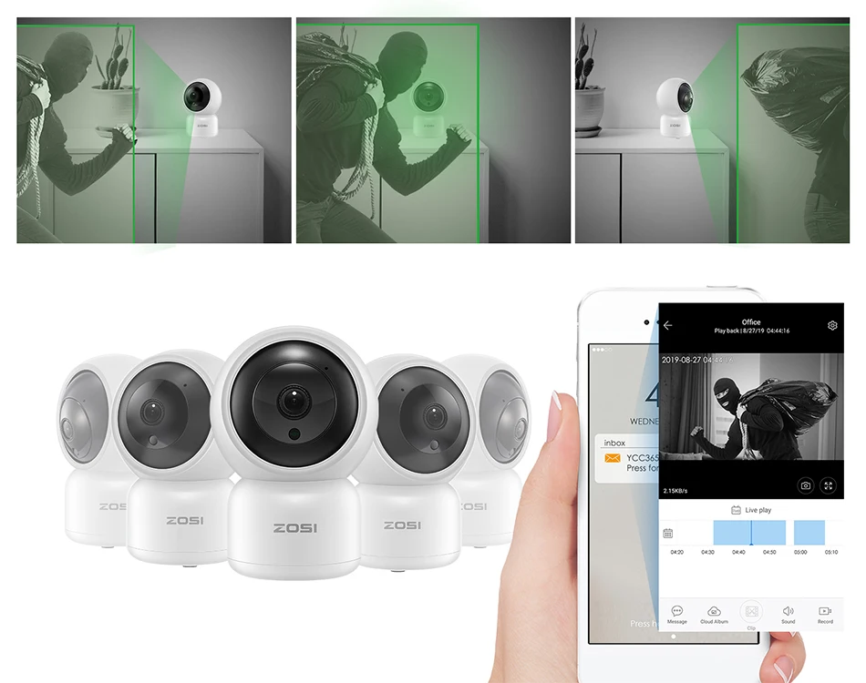 ZOSI HD 1080P wifi IP камера 2MP Детский Монитор автоматическое отслеживание домашней безопасности Wi-Fi Cam PTZ двухсторонняя аудио камера видеонаблюдения CCTV