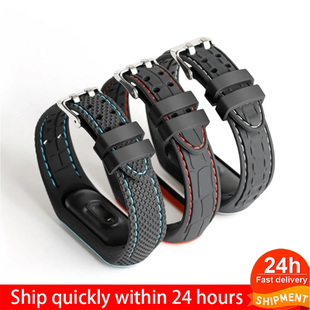 

Silicone Smart watchband For Xiaomi Mi band 5 mi band 3 4 Sport watch band replacement beacelet belt for Mi band 4 5 wirst strap