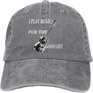 I Play Music for The Good Life Sports Denim Cap Adjustable Unisex Plain Baseball Cowboy Snapback Hat