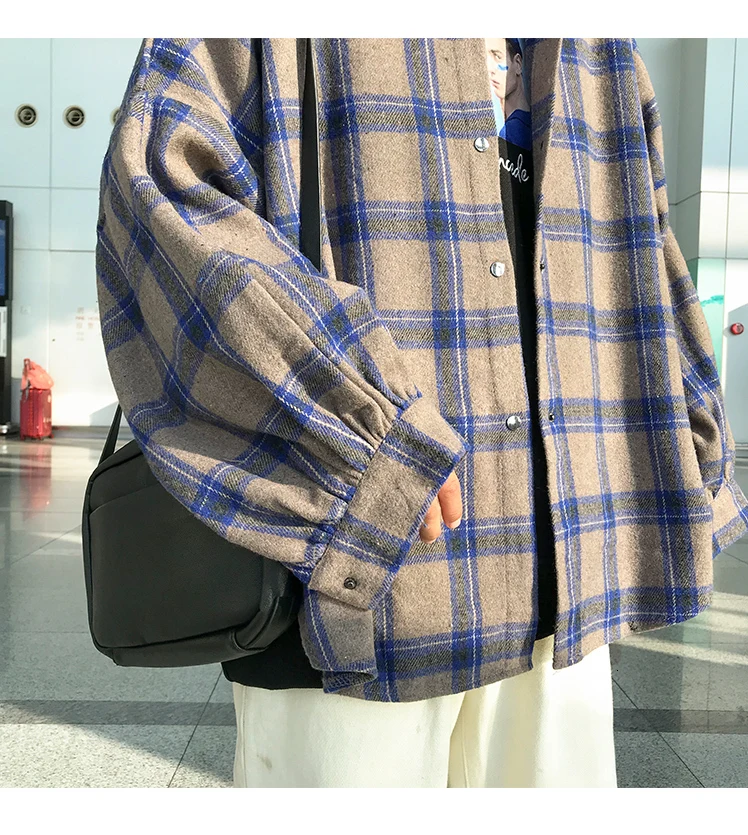 Winter New Thick Woolen Shirt Men Fashion Retro Casual Woolen Jacket Man Streetwear Wild Loose Long-sleeved Shirt Coat Men M-5XL