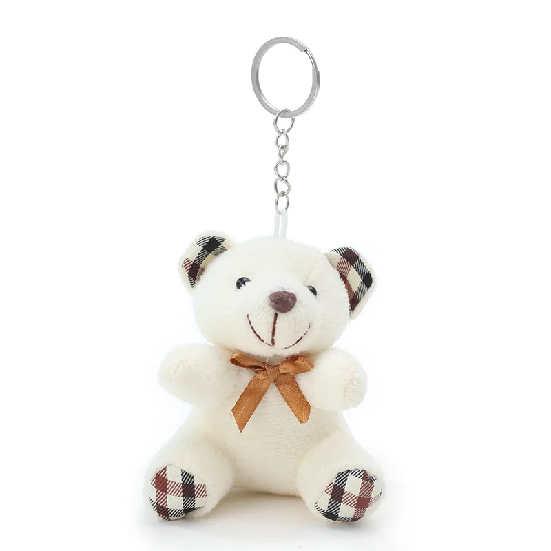 White plaid 10 см цвет медведь кулон плюшевые игрушки, брелок с героями мультфильмов букет для свадебной деятельности детский подарок на день рождения для мальчиков и девочек кукла с животными Новинка Q21 - Цвет: White plaid