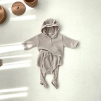 0 24m autumn spring baby clothing set infant toddler plus velvet padded suit hooded knit sweaterpant baby boy girl clothes