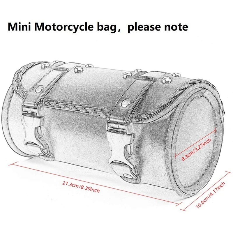 

Motorcycle Fork Bag PU Leather Bicycle Handlebar Tool Pouch Sissy Bar Roll Storage Bag Saddle Bag, Universal