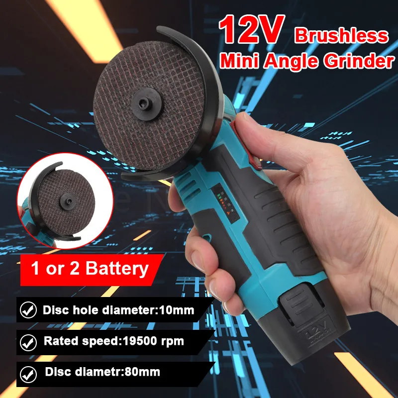Mini 12 Volt Brushless Cordless Angle Grinder Polishing Machine Power Tools With Battery Diamond Cutting Wheel Mini Cutter
