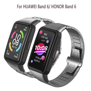 metal strap for honor band 6 smart watch replacement wristband bracelet belt for huawei band 6 smart watch chain strap free global shipping