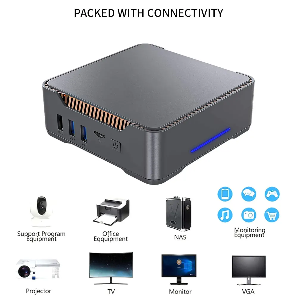 

Mini PC Windows 10 GK3V Micro Computer Support Dual Band Wi-Fi 1000Mbps Ethernet HDMI VGA Desktop PC HTPC 8GB RAM 128/256GB SSD