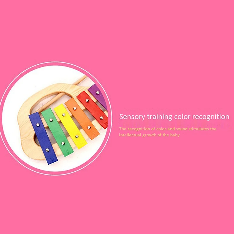 

Hand Knock Xylophone Glockenspiel with Mallets 8 Tones Colorful Wooden Musical Instrument Preschool Educational Toy