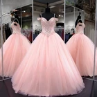 ANGELSBRIDEP Розовое Бальное платье, платья для Quinceanera, сексуальное платье для вечерние, платья с кристаллами и бисером, платья для дебютанта, Бальные женские платья