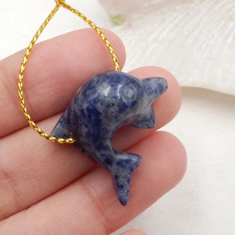 

SALE,Carved African Sodalite,Dolphin Pendant Bead SET,27x21x11mm4.6g