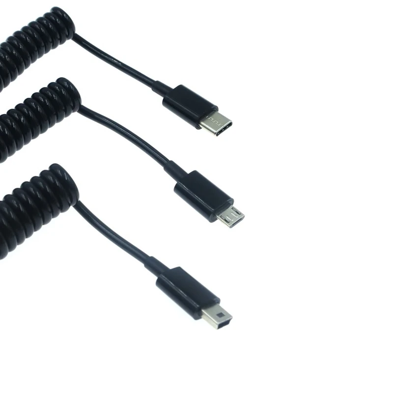 Micro USB Mini Type-C с телескопической Весна мобильный телефон кабель для передачи