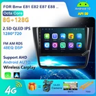 Автомобильный мультимедийный радиоприемник, стерео-система на Android 10, 4G, LTE, для BMW E87, 1 серии, 1, E88, E82, E81, I20, с управлением стальными колесами