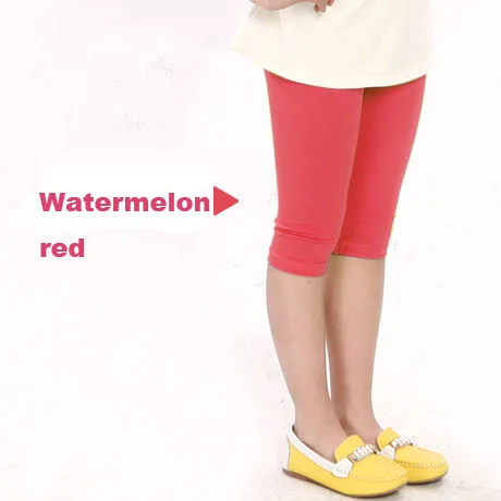 watermelon red Летние тонкие леггинсы ярких цветов по щиколотку для девочек детские леггинсы из вискозы - Цвет: watermelon red
