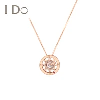 I Do Romance Series 18K Rose Gold Necklace Diamond Gem Ruby Pendant Chain Fine Jewelry for Women Clock Shape Roman Number Style