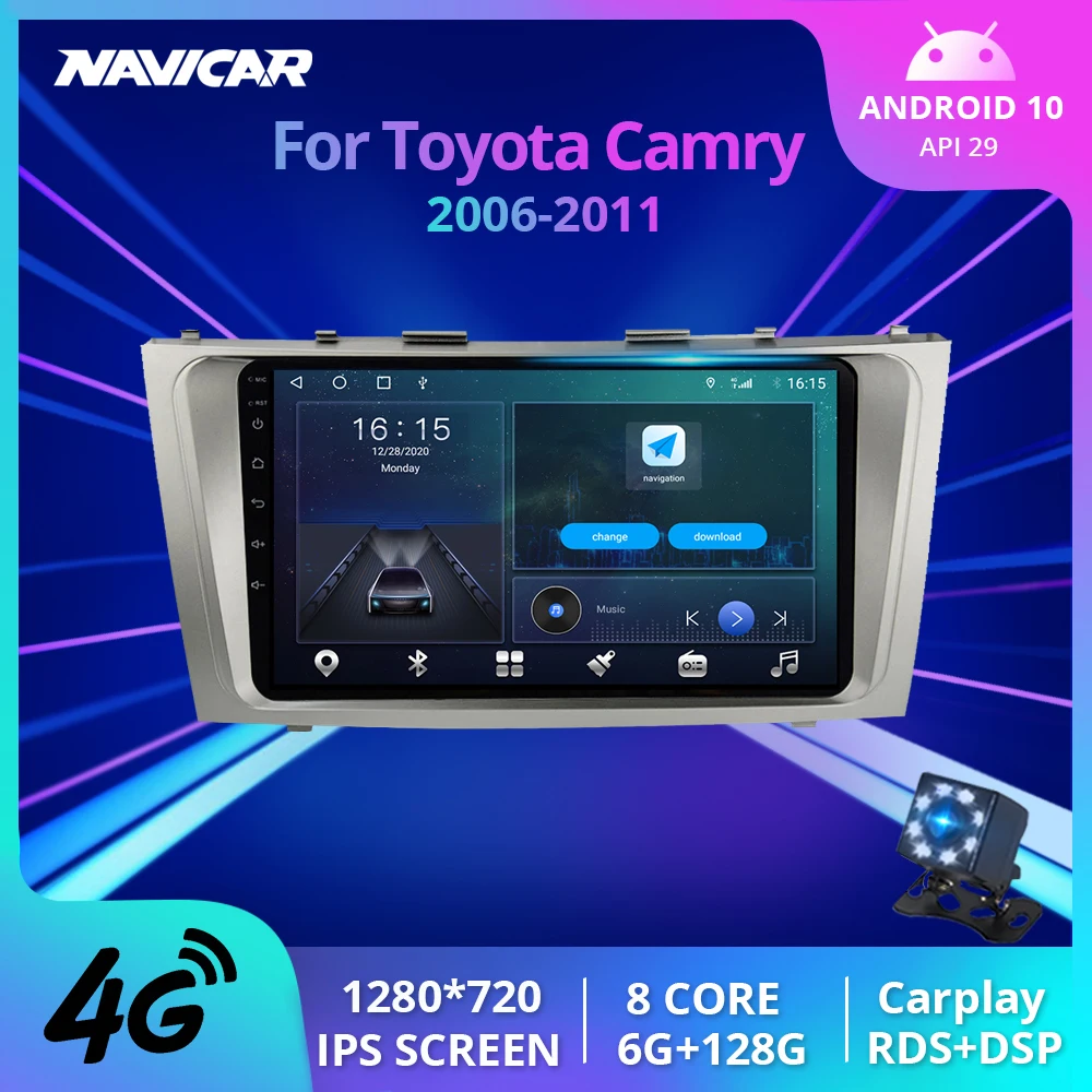 Автомагнитола NAVICAR 2DIN Android 10 для Toyota Camry 2006 2011 GPS навигация стереоприемник