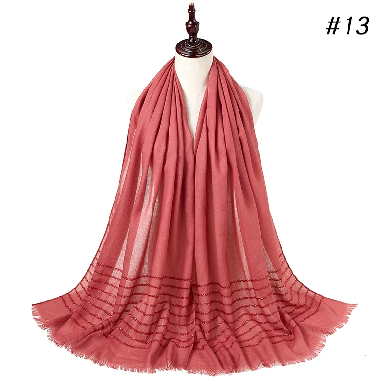 Plain Shimmer maxi cotton scarf hijab solid Fringed shawls glitter muslim long muslim head wrap turbans scarves/scarf 10PCS/LOT