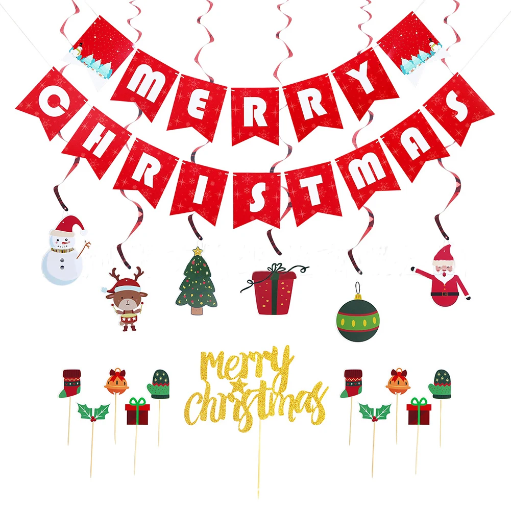 

Рождественский набор баннеров DIY вечерние украшения с рождественским баннером висячая гирлянда торт Топпер вечерние украшения