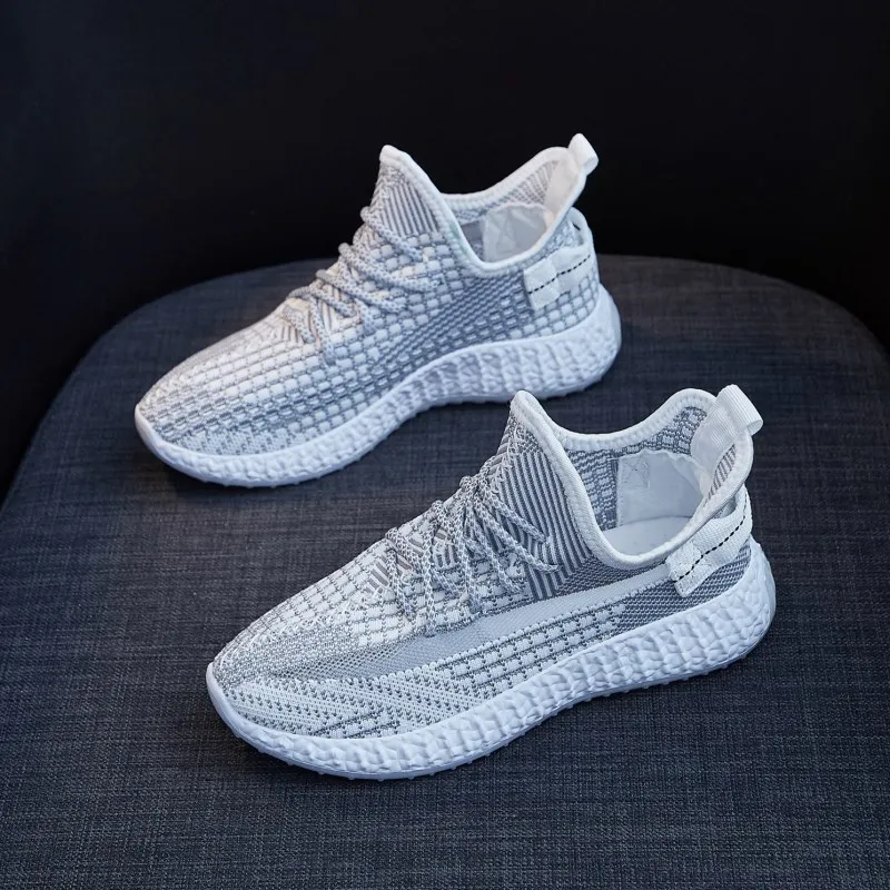Темно-серый Женские и мужские кроссовки; дышащая утолщенная подошва; Повседневная Легкая сетчатая спортивная обувь для бега; EDF88 - Цвет: Темно-серый