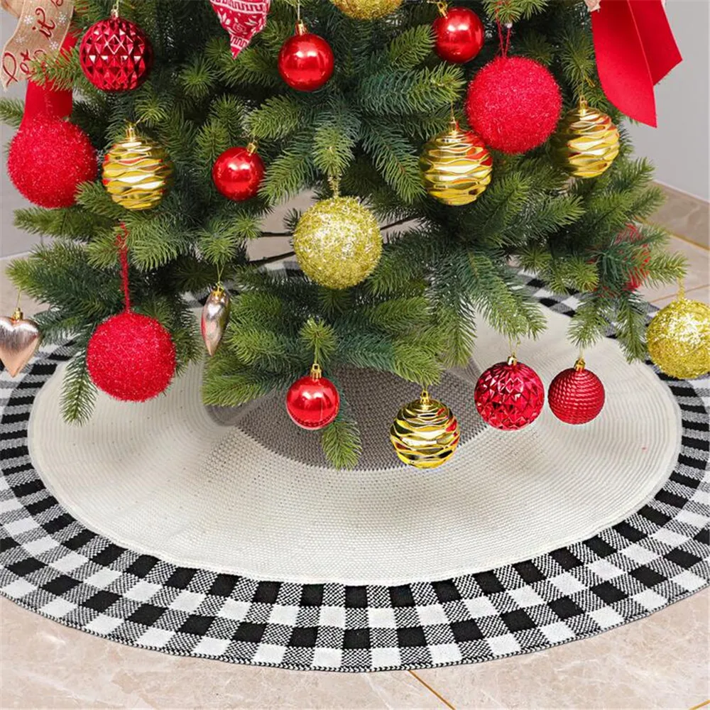 

120cm Christmas Tree Skirt Knitted Snowflake Tree Mat Christmas Decorations Tree Dress Up Apron