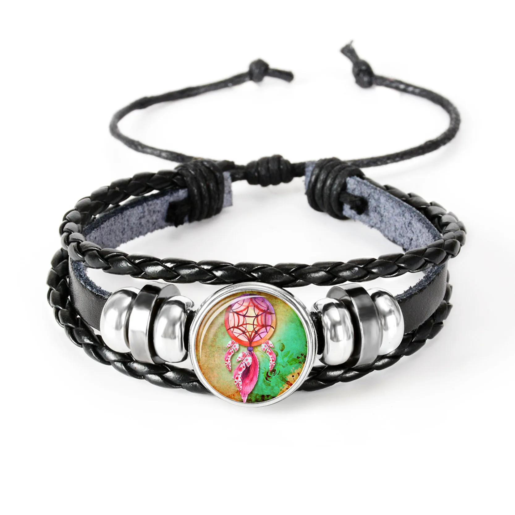 Ловец снов стеклянный браслет ручной работы Плетеный выпуклый для мужчин и