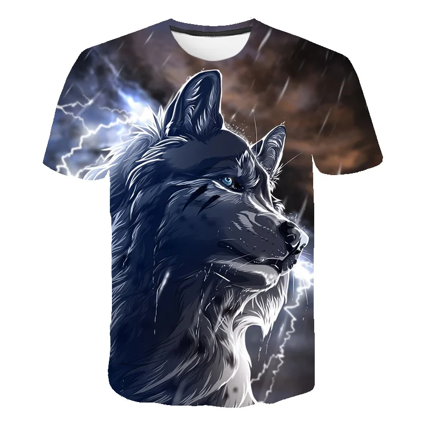 

Boys T-shirts 2020 Summer Kids animals wolf fashion T Shirts polyester Top Tees Boys Girls t shirt Children print 3D Clothes
