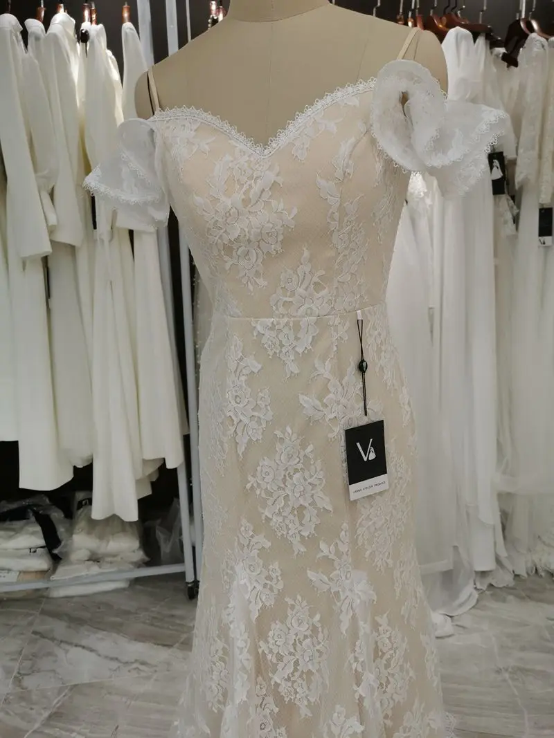 

FENTEFEN 2021 Simple Lace Light Bohemian Wedding Dress Bridal Gown FN-0019