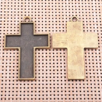 antique bronze plated 55x81mm zinc alloy cross shaped metal pendant charms for jewelry making handmade diy accessories