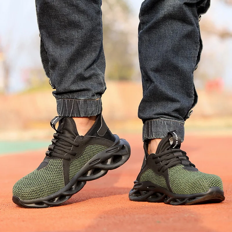 Защитные рабочие ботинки для мужчин Нескользящие защитные со стальным носком