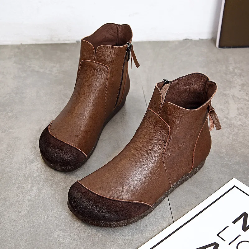 

Chelsea Boots Ladies Cow Leather Shoes for Women Wedges Platform Snow Boots Female Solid Botines Mujer