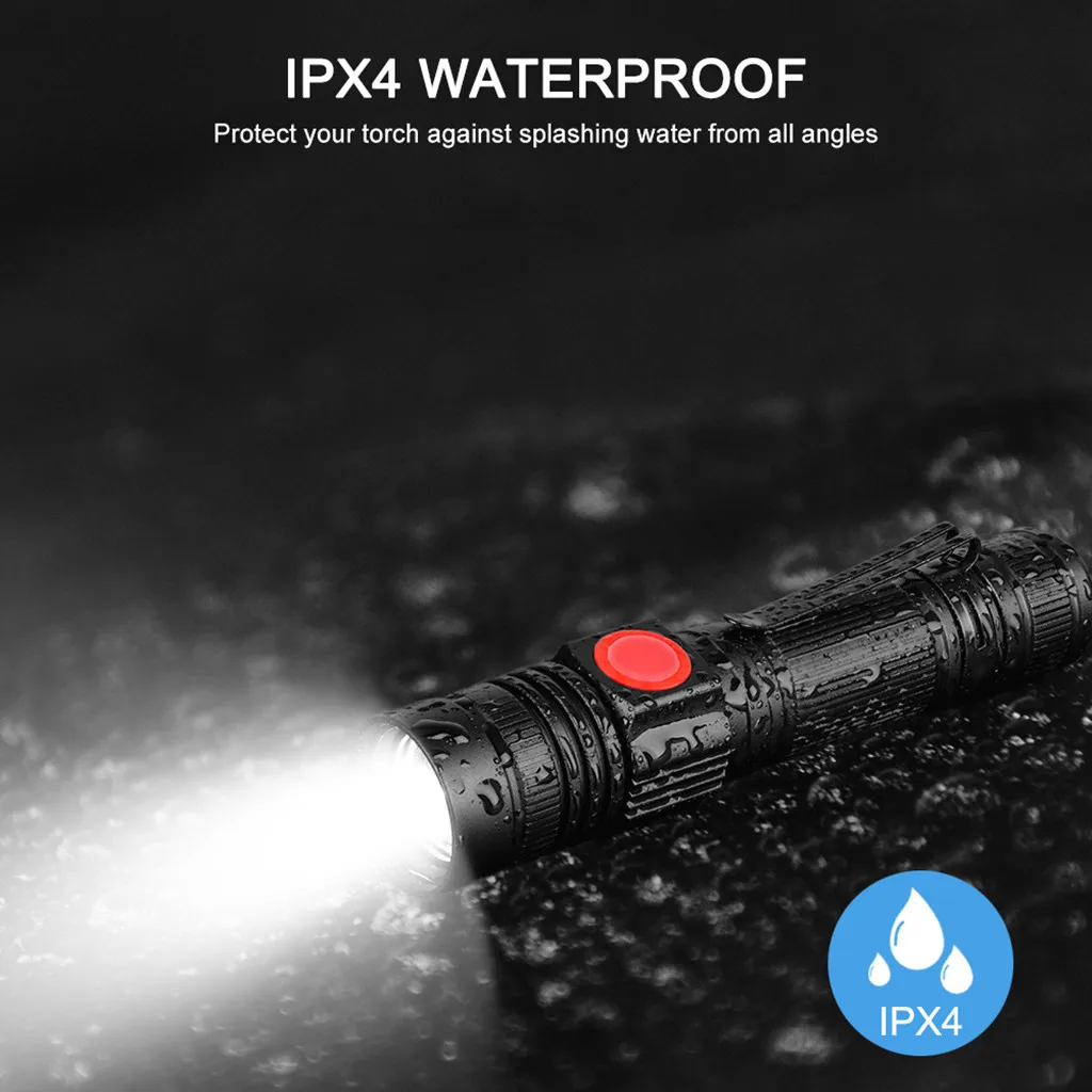 T6 светодиодный USB Перезаряжаемый масштабируемый фонарик супер яркий светильник