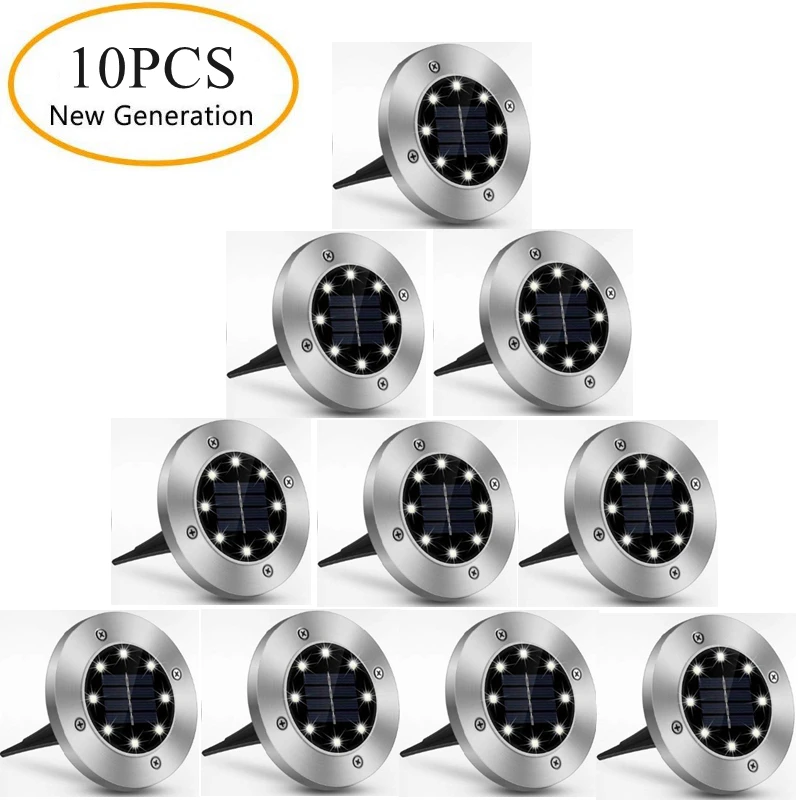 Напольный светильник на солнечной энергии 8 светодиодов|Ландшафтное освещение| |