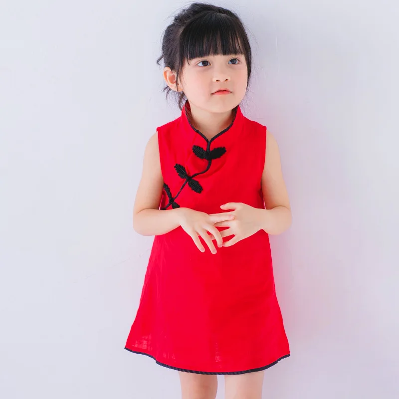 Girls Dress Cotton Sleeveless Princess Girl Pink Red Blue Fashion Summer Kids 2020 New Clothes | Детская одежда и обувь
