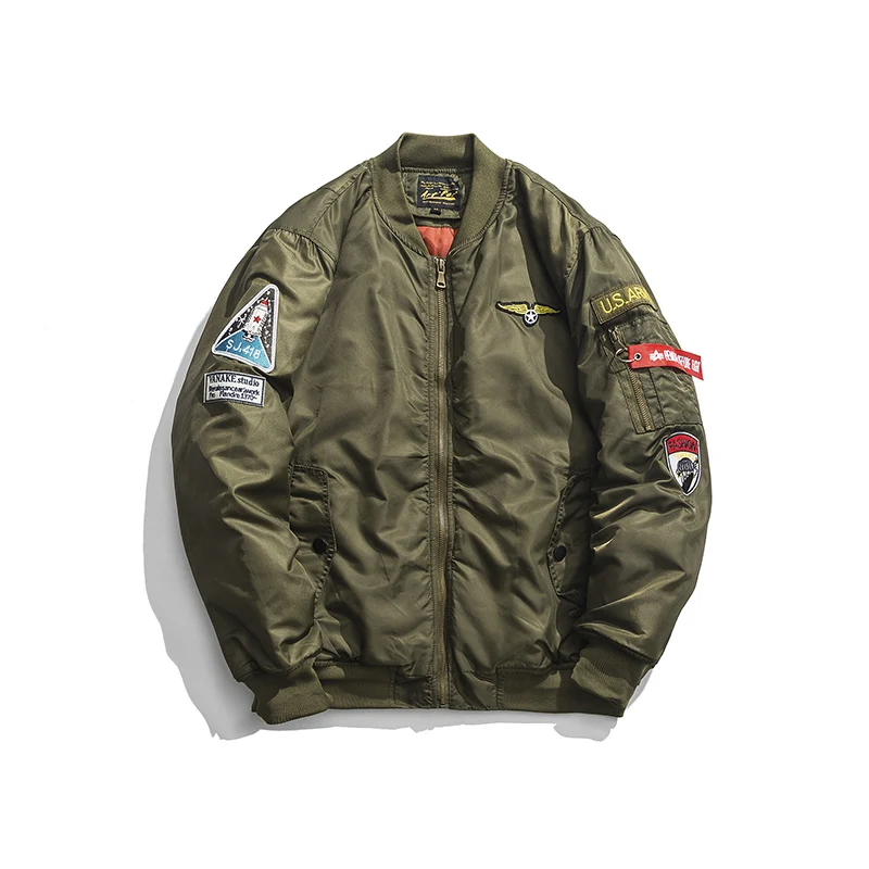 

Куртка мужская армейского зеленого цвета, Повседневная Уличная одежда в стиле хип-хоп, пилотная куртка-бомбер, пальто в стиле милитари, боль...