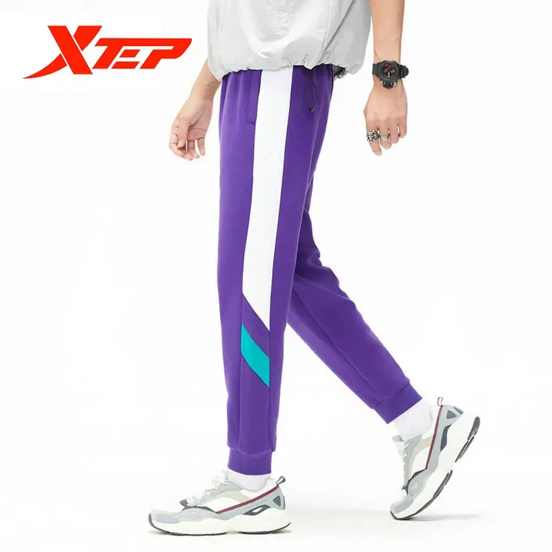 Спортивные Вязаные брюки Xtep мужские спортивные однотонные повседневные с