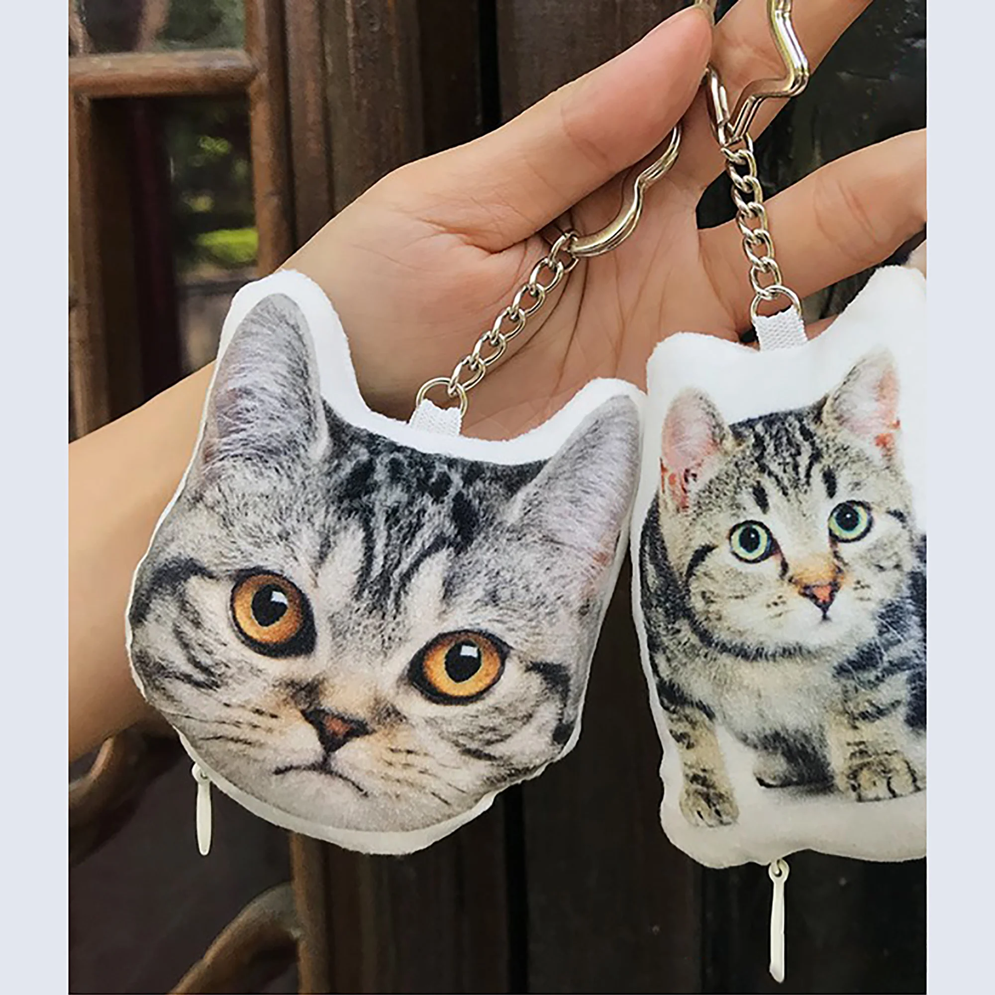 New Photos Keychain Dog Cat Portrait Face Pillow Keyring Customized Plush Doll Pendant Cute Pets Picture Keychains Custom Gifts