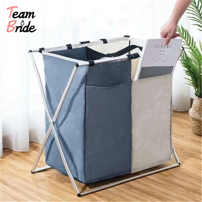 Laundry Basket Two/Three Grids Dirty Clothes Storage Basket Organizer Basket Collapsible Waterproof Folding Large Laundry Hamper