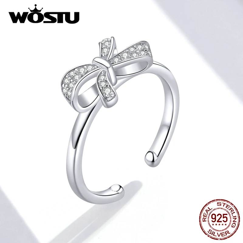 Женское Открытое кольцо в виде банта из серебра 100% пробы с ярким цирконием |