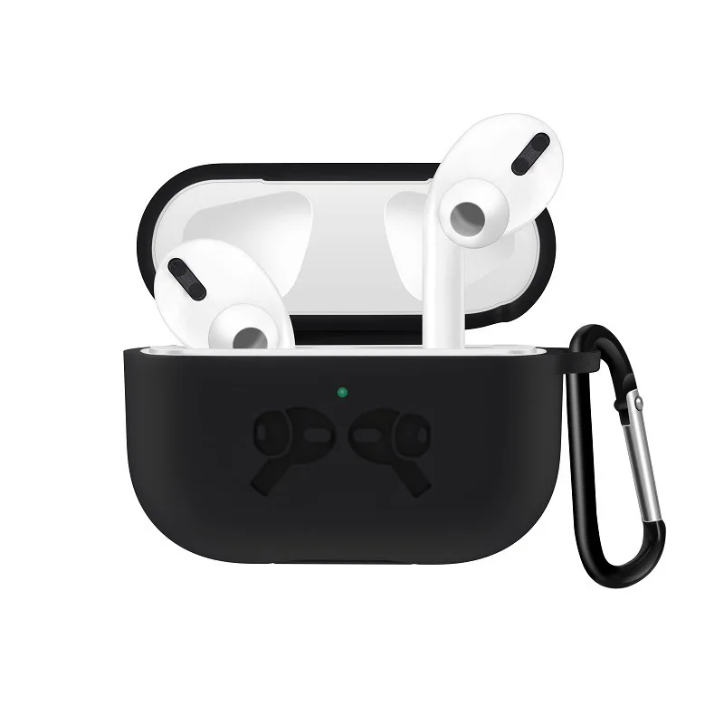 BLACK keychain Для AirPods Airpod Pro чехол силиконовый чехол для Air Pod Pro Funda Coque чехол для Apple Airpods Pro Поддержка беспроводной зарядки - Цвет: BLACK keychain