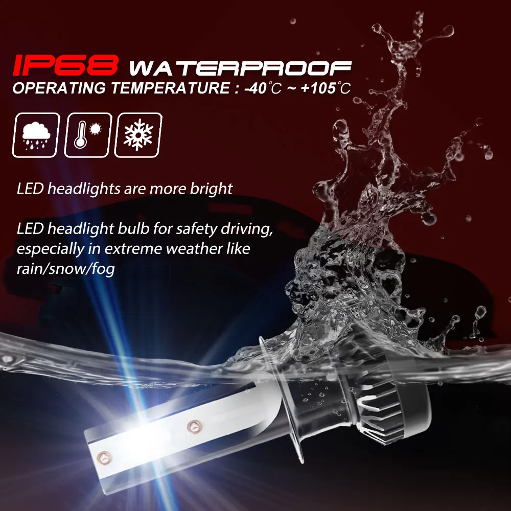 G2 H11 Светодиодный фонарь IP68 Водонепроницаемый налобный все-в-одном 6000K белые фары