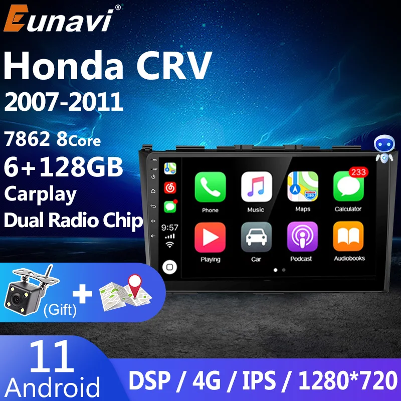 Eunavi 4G 2 Din Android 11 головное устройство автомобильное радио для Honda CRV 2007 2011