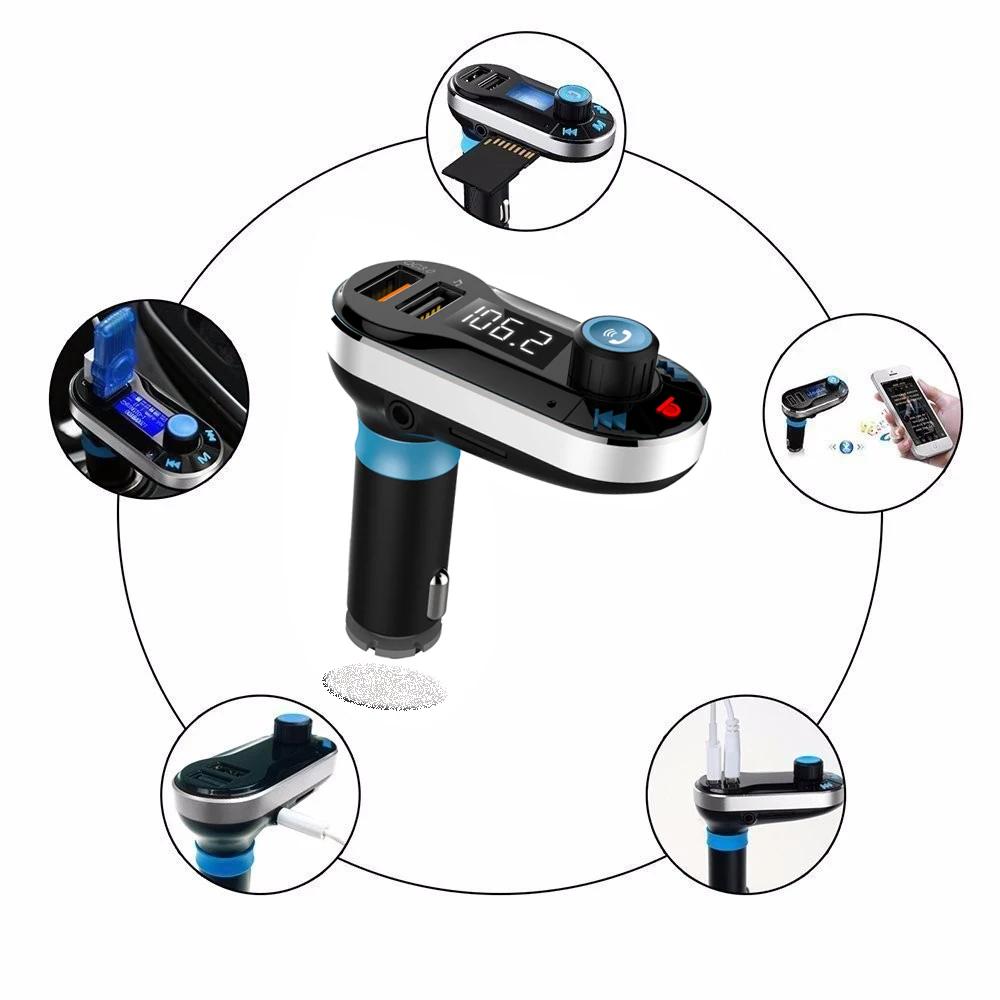 Горячий автомобиль Bluetooth громкой связи Авто MP3 плеер FM передатчик AUX IN