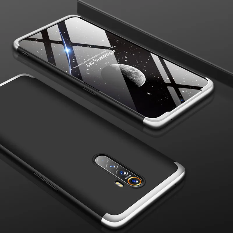 Oppo Realme X2 Pro Cover RealmeX2Pro 360 Degree Full Cover Protected Matte Hard Cover For Oppo Real Me X2 Pro Cover Protector - Цвет: Black Silver