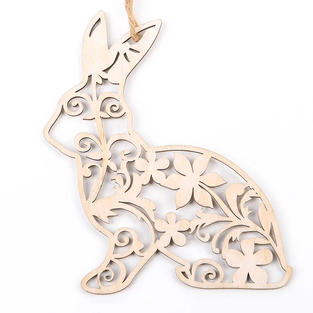 Wood Ornaments for Easter Bunny Original Design Manufacturer Bulk Order Wholesale Home Decor Rabbit Decoration for Holiday 15A