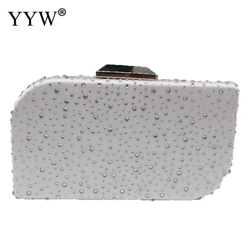 silver YYW, зеленый, железный клатч, элегантная блестящая женская вечерняя сумочка с кристаллами, Свадебные вечерние клатчи, сумочка невесты - Цвет: silver