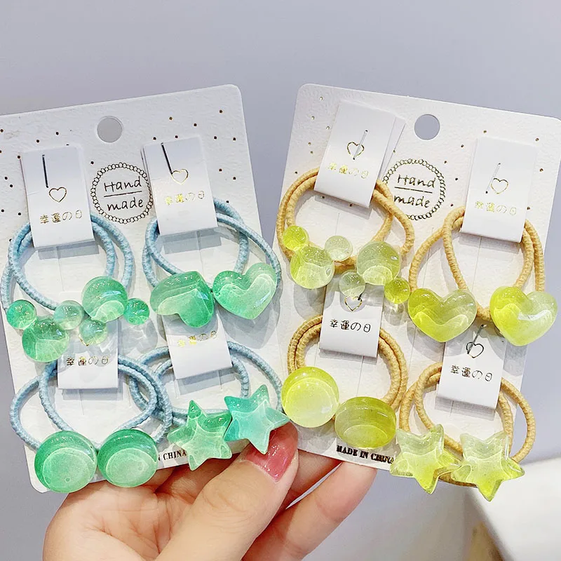 8 шт./компл. новые милые эластичные повязки для волос с красочными сердечками и