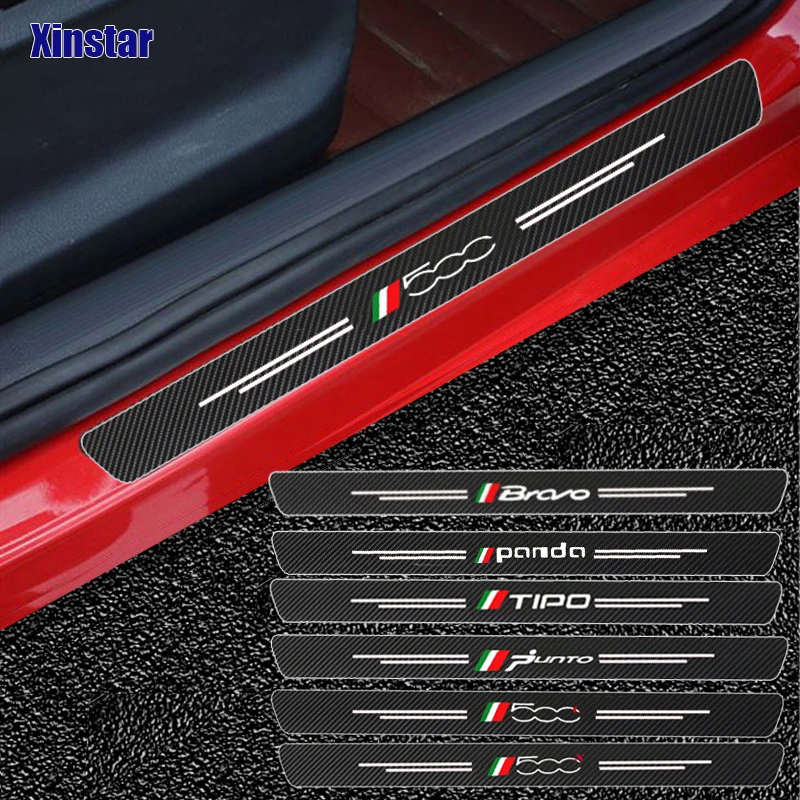 Наклейка на дверные пороги из углеродного волокна для Fiat Panda 500 500x 500l TIPO PUNTO