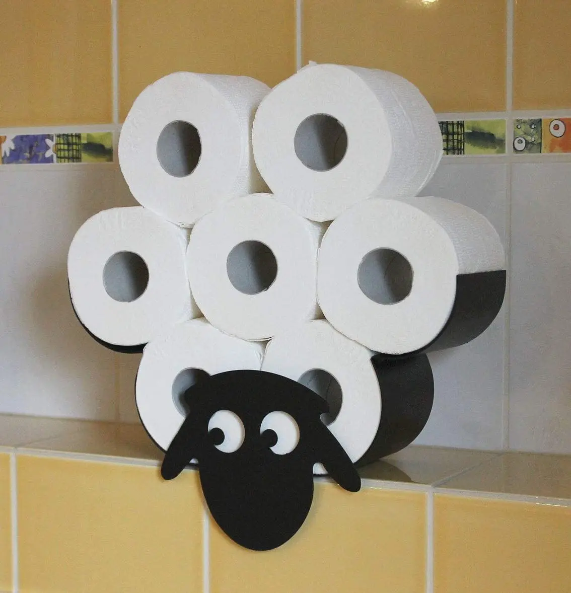 

Sheep Toilet Paper Roll Holder Bathroom Wall Mounted Loo Rolls Storage Metal Rack Mount Hold up 7 Rolls Novelty